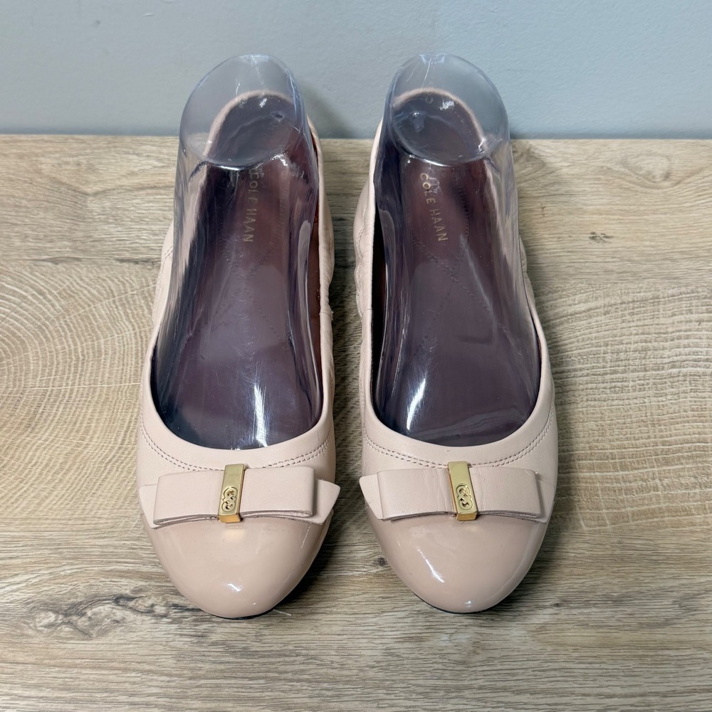 Cole Haan Elise II Ballet Flats Blush Pink Leather Bow Womens Size 7B Shoes